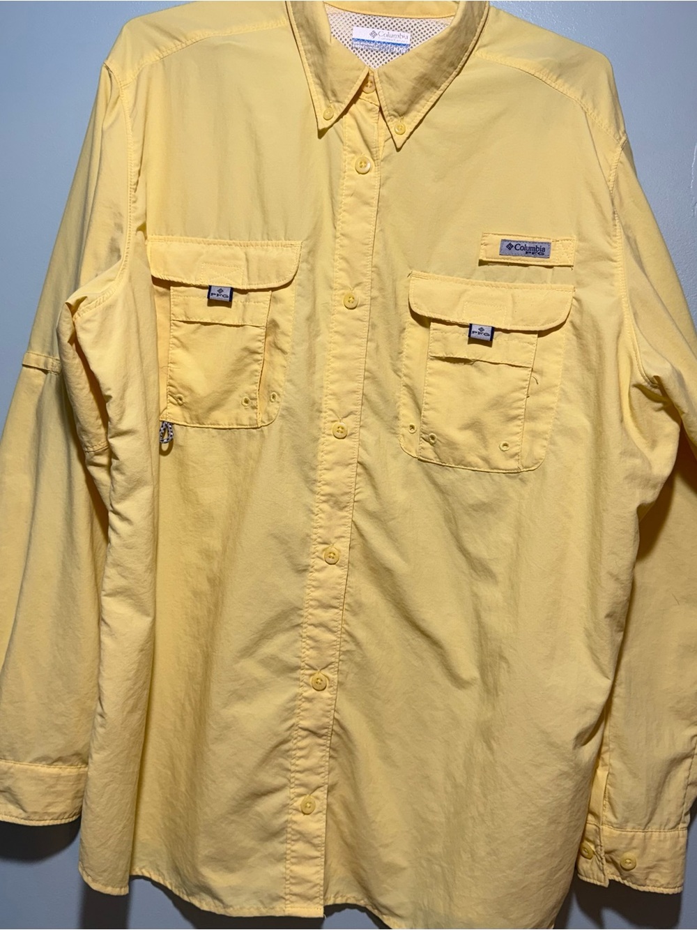 Columbia PFG Yellow Long Sleeve Fishing Shirt